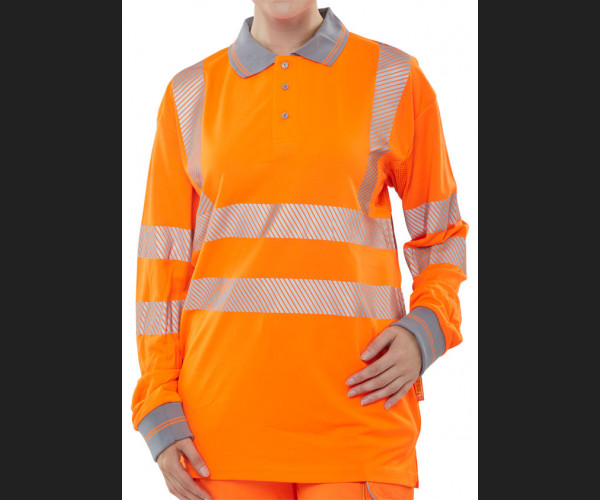 BEESWIFT HIVIZ EXECUTIVE LONG SLEEVE POLO ORANGE