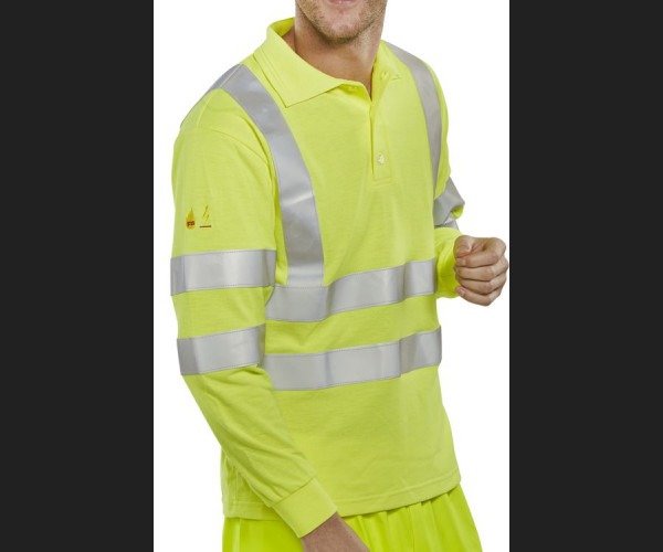 BEESWIFT FIRE RETARDANT HI-VIS ANTI STATIC POLO LONG SLEEVED SATURN YELLOW