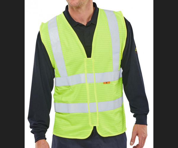 BEESWIFT FIRE RETARDANT HI-VIS WAISTCOAT SATURN YELLOW