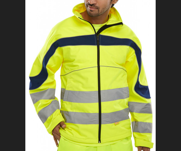 BEESWIFT ETON HI-VIZ SOFT SHELL JACKET SATURN YELLOW / NAVY