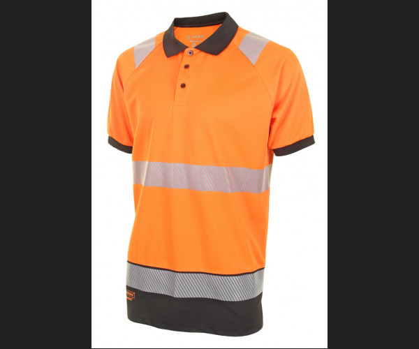 BEESWIFT HIVIS TWO TONE POLO SHIRT SHORT SLEEVE ORANGE / BLACK