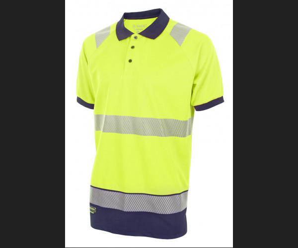 BEESWIFT HIVIS TWO TONE POLO SHIRT SHORT SLEEVE SATURN YELLOW / NAVY