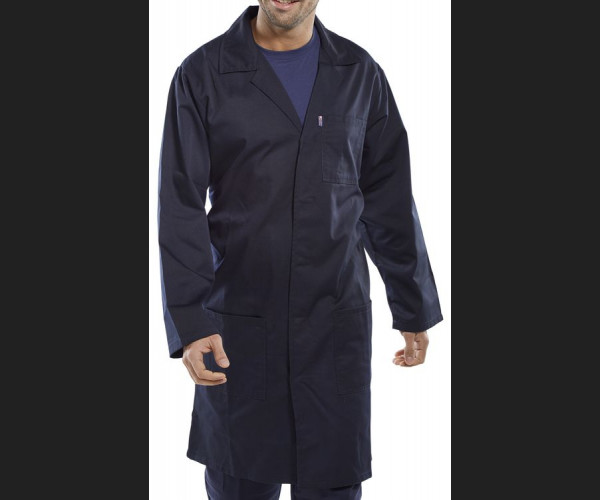 BEESWIFT Poly Cotton Warehouse Coat NAVY BLUE