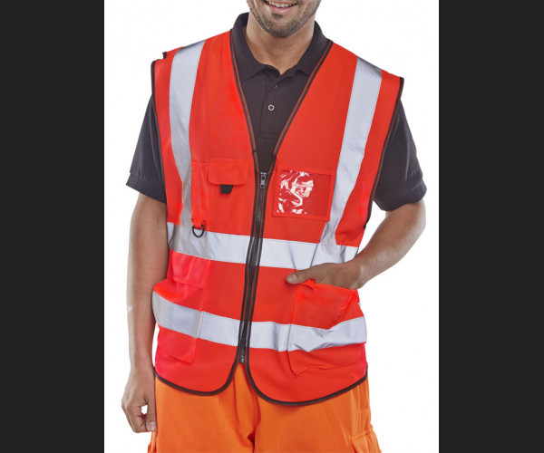 BEESWIFT EXECUTIVE HI VIZ WAISTCOAT RED