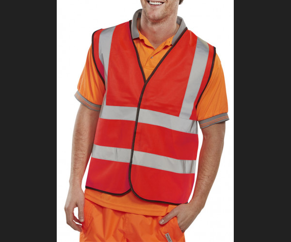 BEESWIFT HI VIZ WAISTCOAT FULL APP. G RED