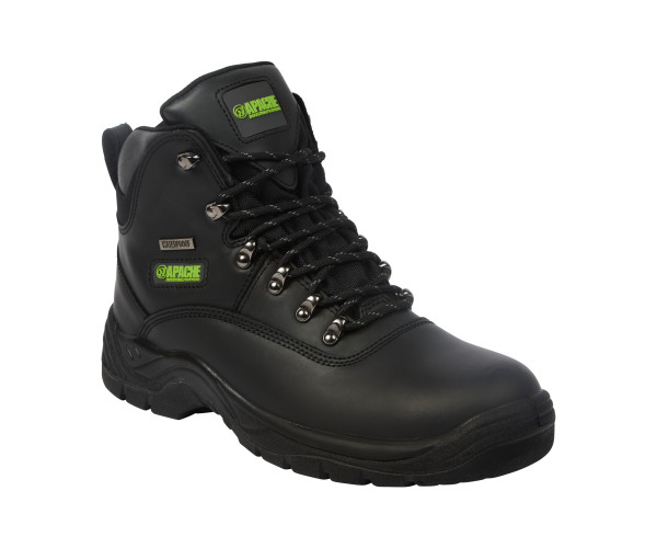 Apache SS812SM S3 Waterproof Safety Hiker – Black Leather, Steel Toe