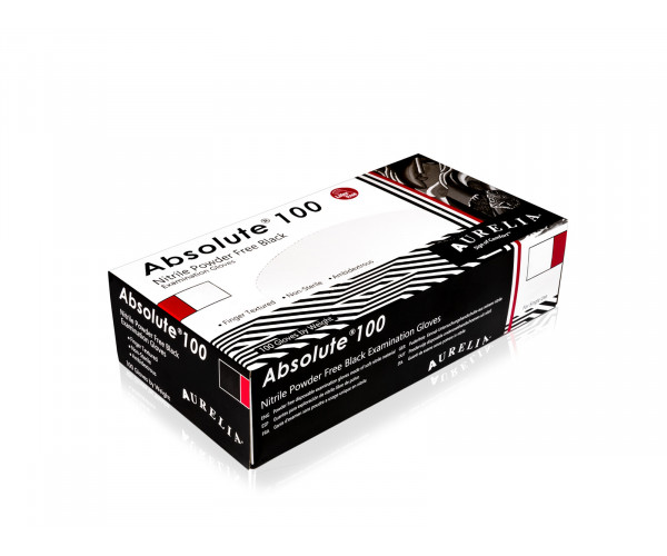 Aurelia Absolute 100 Black Nitrile Disposable Gloves – Powder Free, Textured