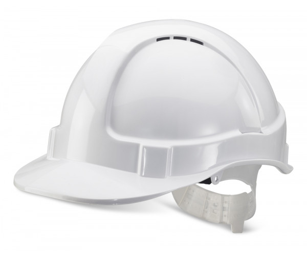 BEESWIFT ECONOMY VENTED SAFETY HELMET WHITE PLASTIC HARNESS