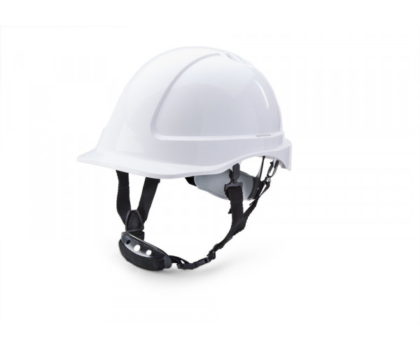 Beeswift B-Brand Reduced Peak Safety Helmet – White Four-point chinstrap included