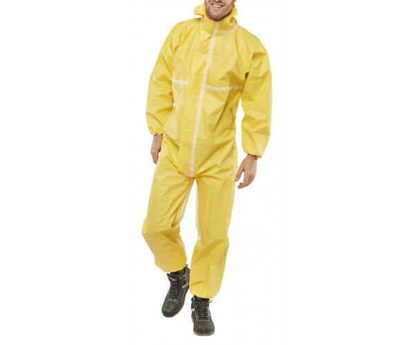 BEESWIFT DISPOSABLE COVERALL YELLOW MICROPOROUS TYPE 3/4/5/6