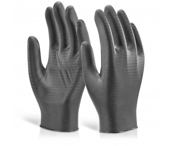 Glovezilla GZNDG10BL Black Nitrile Gloves – 7 Mil, Powder-Free, EN Rated