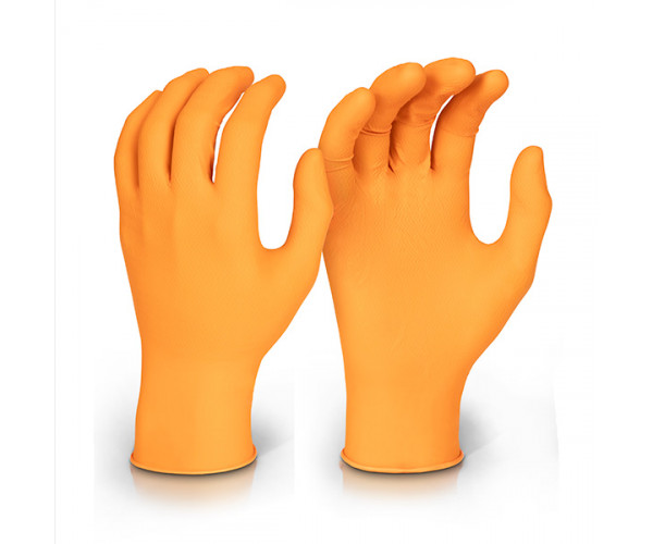 Glovezilla GZNDG10OR Orange Nitrile Gloves – 7 Mil, Powder-Free, EN Rated