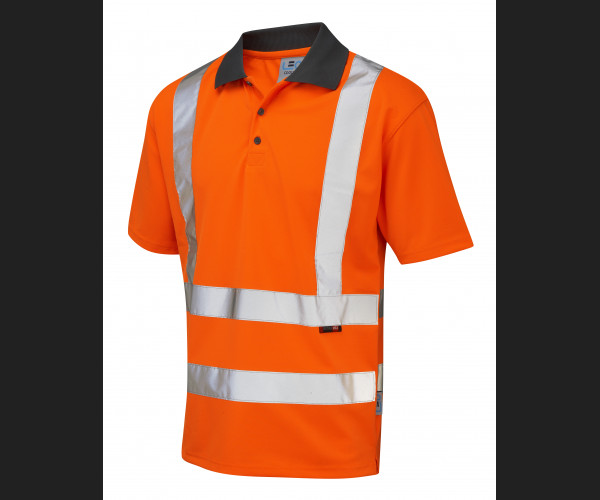 LEO ROCKHAM Leo EcoViz Performance Polo Shirt HV ORANGE