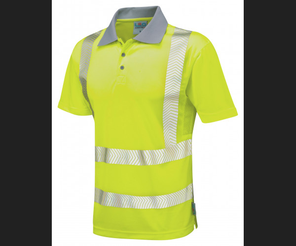 LEO WOOLACOMBE Leo EcoViz Performance+ Polo Shirt HV YELLOW