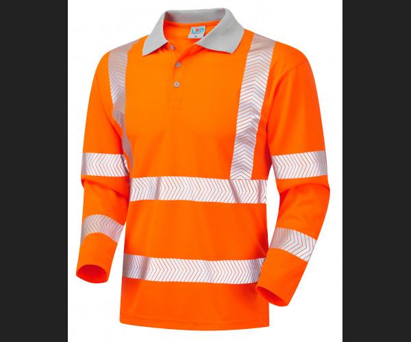 LEO BARRICANE Leo EcoViz Performance+ Sleeved Polo Shirt HV ORANGE