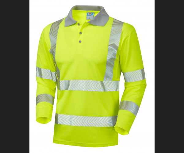 LEO BARRICANE Leo EcoViz Performance+ Sleeved Polo Shirt HV YELLOW