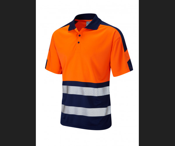 LEO WATERSMEET Leo EcoViz Performance+ Dual Colour Polo Shirt HV ORANGE/NAVY