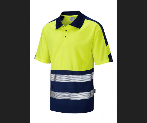 LEO WATERSMEET Leo EcoViz Performance+ Dual Colour Polo Shirt HV YELLOW/NAVY