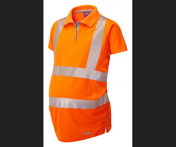 LEO LOVACOTT Leo EcoViz Performance+ Maternity Polo Shirt HV ORANGE