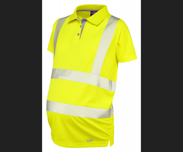 LEO LOVACOTT Leo EcoViz Performance+ Maternity Polo Shirt HV YELLOW