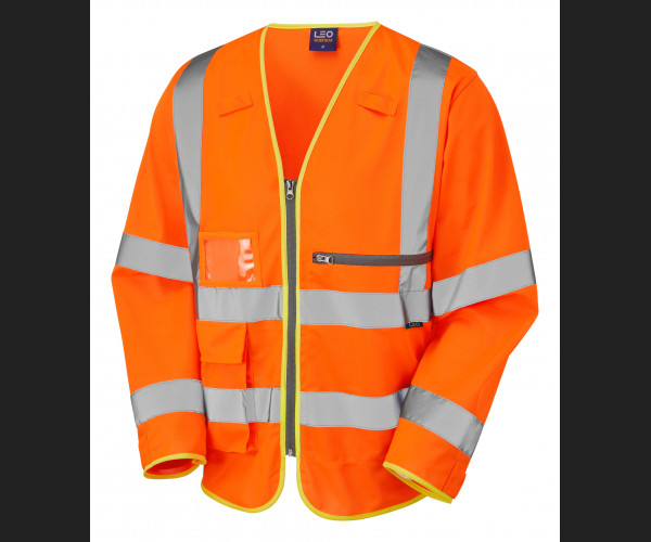 LEO HEDDON Leo EcoViz Tablet Pocket Sleeved Superior Waistcoat HV ORANGE