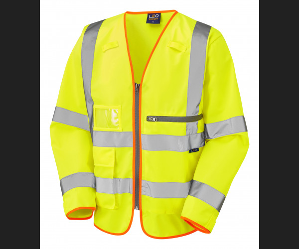 LEO HEDDON Leo EcoViz Tablet Pocket Sleeved Superior Waistcoat HV YELLOW