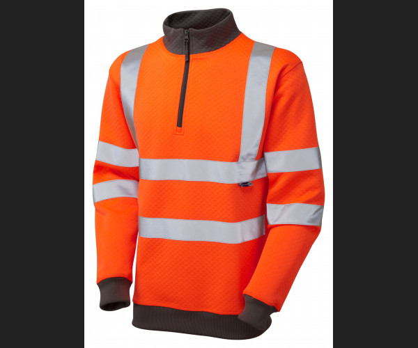 LEO BRYNSWORTHY Leo EcoViz 1/4 Zip Sweatshirt HV ORANGE