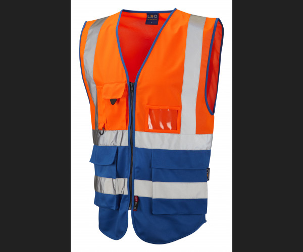 LEO LYNTON Leo EcoViz Superior Waistcoat HV ORANGE/ROYAL