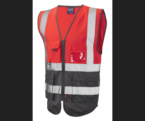 LEO LYNTON Leo EcoViz Superior Waistcoat HV RED/GREY