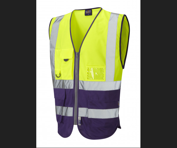 LEO LYNTON Leo EcoViz Superior Waistcoat HV YELLOW/PURPLE