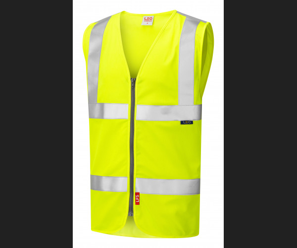 LEO MEETH Leo EcoViz LFS Zip Waistcoat (EN 14116) HV YELLOW