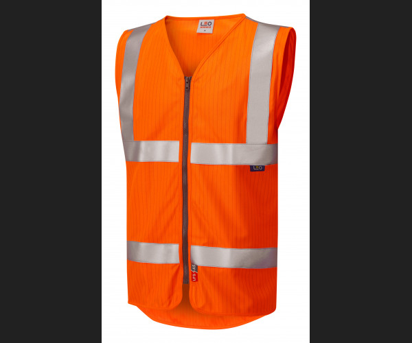 LEO JACOBSTOWE Leo EcoViz LFS/AS Zip Waistcoat (EN 14116 & EN 11 HV ORANGE