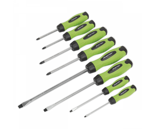 Screwdriver Set 8pc Hammer-Thru Hi-Vis Green