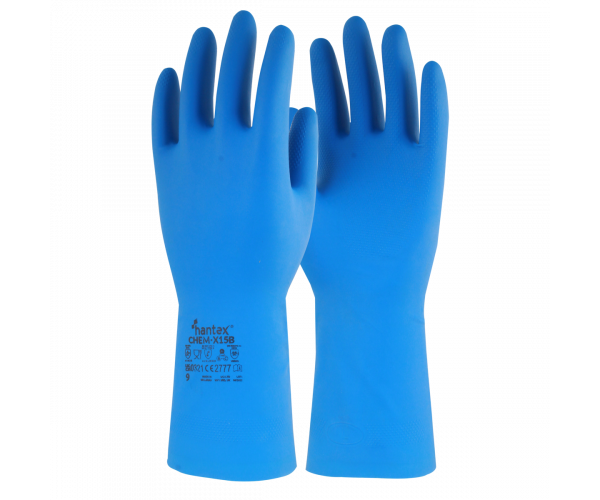 HANTEX® CHEMX-15B -BLUE NITRILE CHEMICAL GAUNTLET