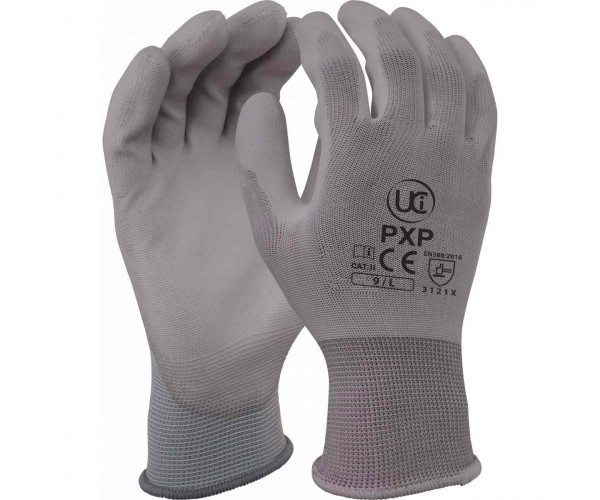 PXP-GREY - PU Coated Polyester Glove 