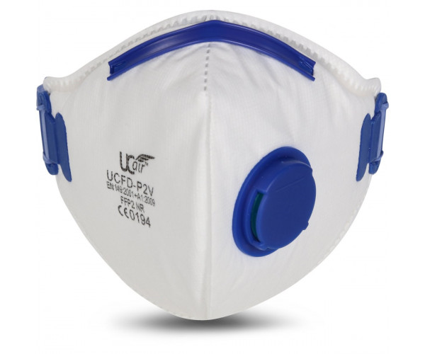 UCFD-P2V (BOX OF 10) Disposable FFP2 fold flat mask with exhalation valve (APF 10)