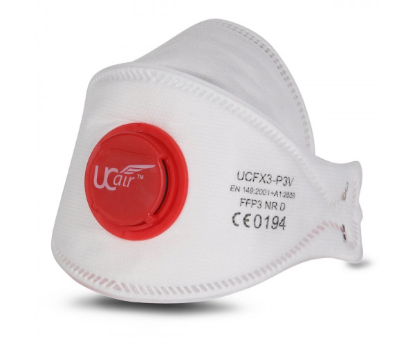 UCFX3-P3V - X3 SERIES (BOX OF 10) Disposable tri-fold valved FFP3 NR D fold flat mask (APF 20)