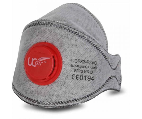 UCFX3-P3VC - X3 SERIES (BOX OF 10) Disposable valved FFP3 NR D fold flat mask.